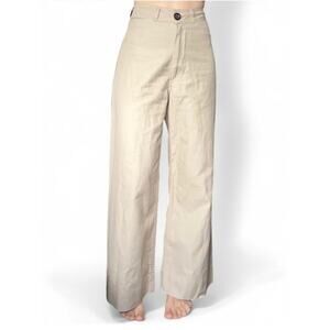 Creatures Of Comfort Madison Wide Leg High Waisted Pants Womens Cream Size 4 USA